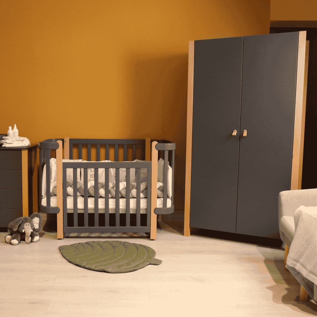 Dětska šatní skřín Zukko 960 Gekko Kids, Tmavě šedá / Přírodní buk